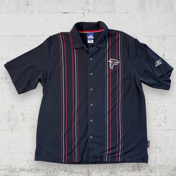Reebok Other - NFL Reebok Atlanta Falcons Button Up Bowling Shirt Y2K Loop Collar Sz L